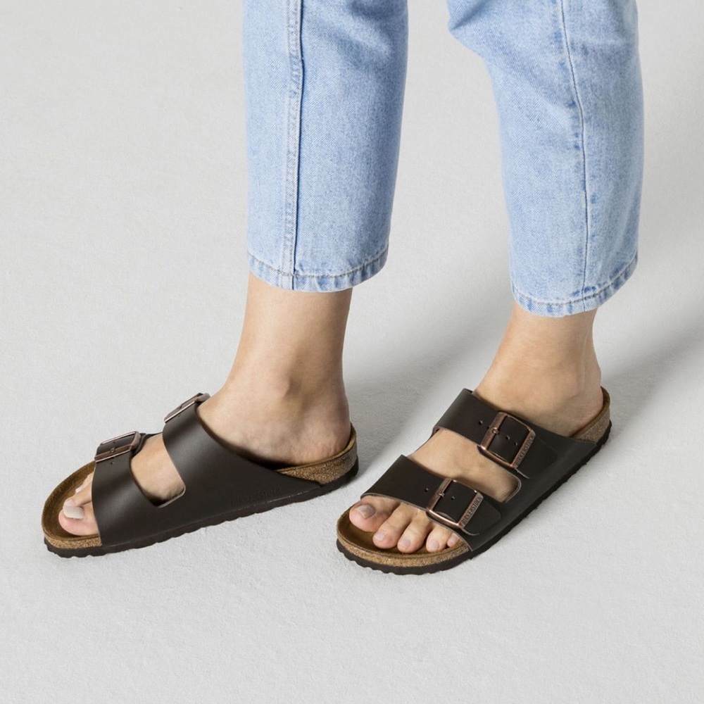 Birkenstock Arizona Brown Leather Cork Sandals NEW - Picture 1 of 8
